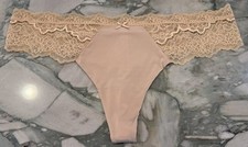 NEW Victoria Secret Dream Angels Lace Trim Thong Panty Sweet Praline - XL or XXL