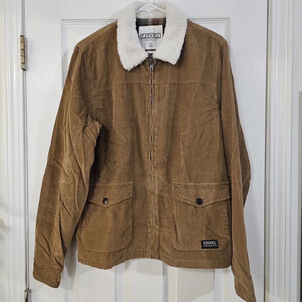Chaqueta Ezekiel Para Hombre Mediana Caqui Abrigo Pana Cuello Sherpa Forrado Bronceado NuevaSin Etiqueta Foto 3 de 4