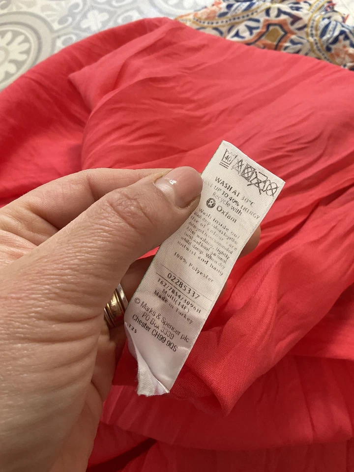 Dash red white floral 100% viscose panelled pullover long midi skirt UK 14 - Image 4 of 4