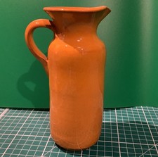 Verano Spanish Ceramics Jug Vase Orange Selena Glaze Hand Dipped Tall 7x3” VGC