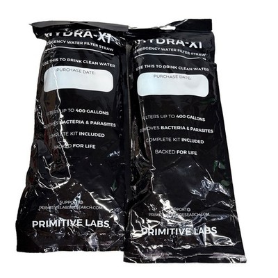 2x Primitive Labs HYDRA-X1 Emergency Water Filter Straw Survival Bug Out Gear