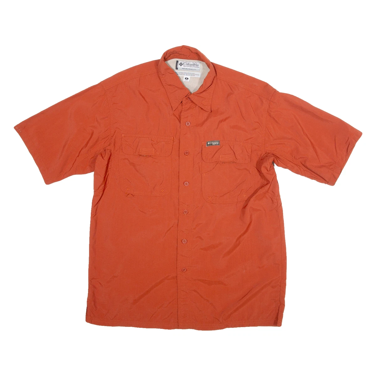 Chemise Columbia Homme XL Orange – Manches Longues, Boutonnée, Pêche – Très Bon état