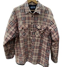 Sears Fieldmaster Vintage 1990s brown plaid quilt lined button up jacket Size XL