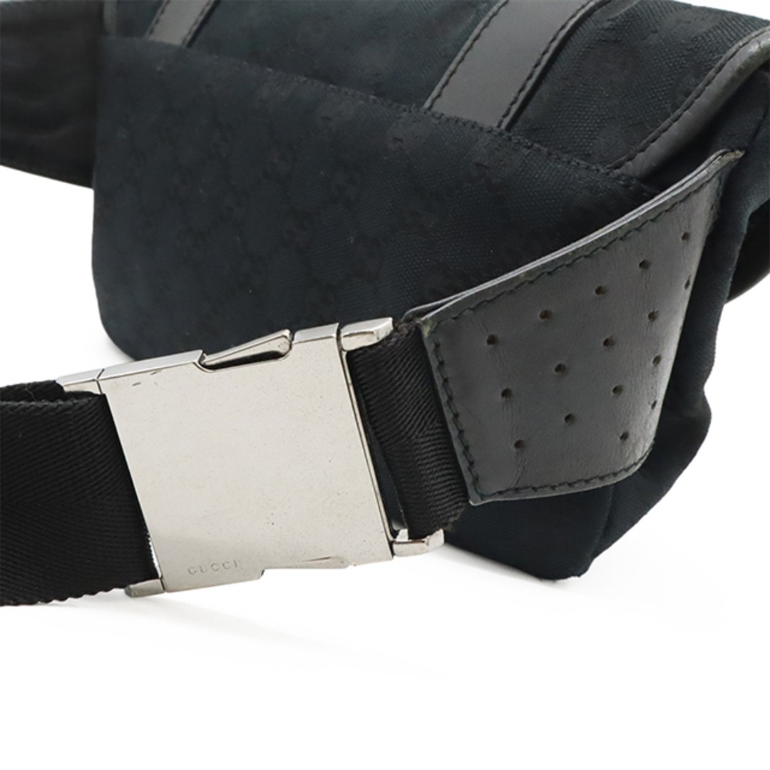 Gucci GG Canvas Waist Bag Leather Black Silver Hardware Used New thumbnail 4
