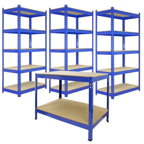 Shelf Unit Buy Q-Rax 5 Tier Blue Racking Bay Unit Heavy Duty Steel Shelf Unit Buy Q-Rax 5 Tier Blue Racking Bay Unit Heavy Duty Steel