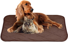 Large Coffee Brown Fluffy Self Warming Cat Mat Heated Thermal Dog Blanket Non-Sl
