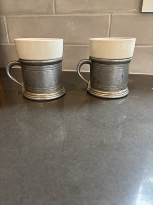 Vintage Carson Castings Pewter & Ceramic Mug Insert Set Plough Tavern Mug,  USA