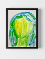 GUAJARDO Original Abstract Expressionism Yellow Woman 14X11 Paper Signed Art