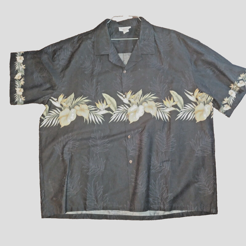 Men's B & T Hawaiian Shirt Black Floral/Birds Of Paradise U.S.A. Size (54) 3XL