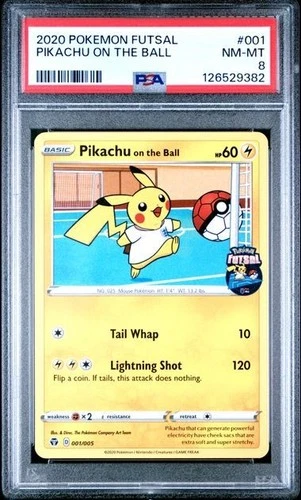 Pokemon! PSA 8 Pikachu on the Ball 001/005 Futsal Promo Card UK Exclusive