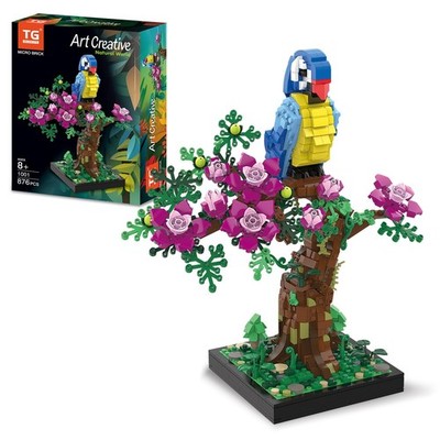 Micro Brick Flower Parrot Toy Building Sets, Home Decor and Office Art Creati...