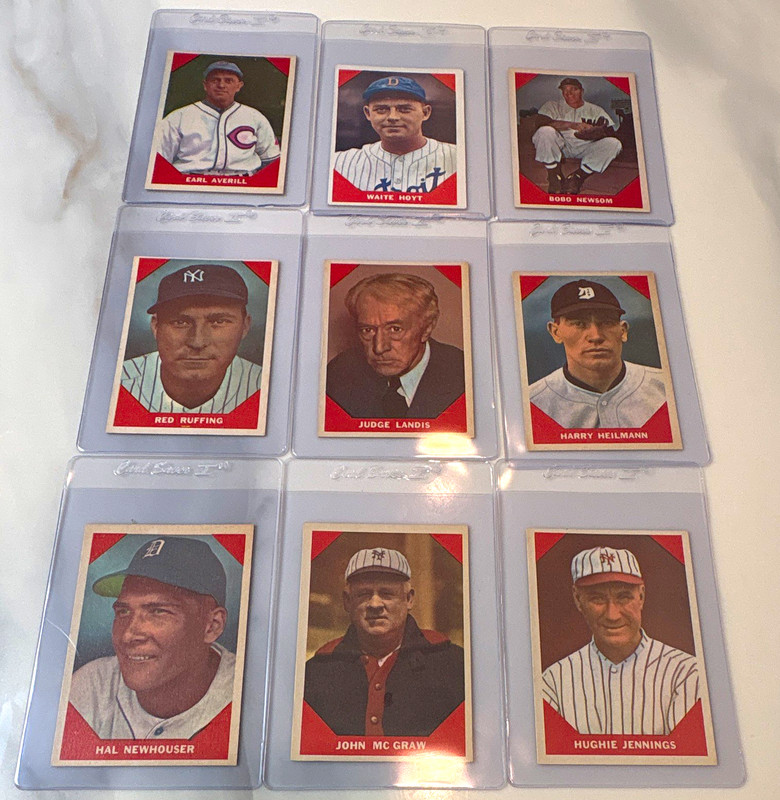 Fleer 1961 Baseball Greats MLB 9 Card Lot Averill Hoyt Newsom Ruffing Landis
