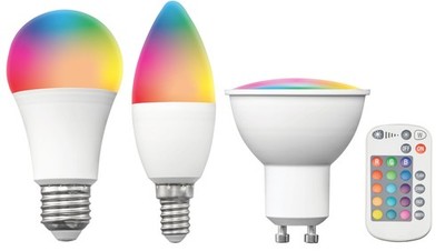 LED Glühbirne E27 9W GU10 4,8W mit Fernbedienung RGBW Bunt Warmweiß