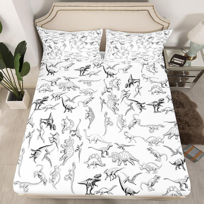 Feelyou Dinosaur Bed Sheets Set Queen Size 3D Digital Print Sheet Set For Kids