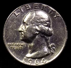 1964 Washington  “Silver “ Quarter  No mint Mark, Circulated
