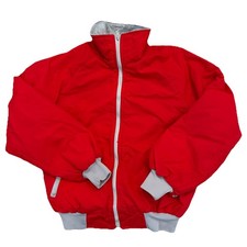 Vintage Wiman Red Bomber Jacket Medium Made in USA Fleece Lined Zip Front