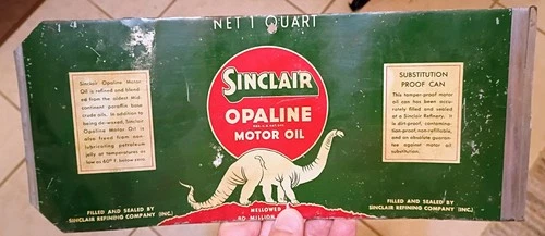 Vintage SINCLAIR "OPALINE" MOTOR OIL FLAT QUART CAN...L@@K!