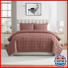 Vcny Home - Full/Queen Quilt Set Pinsonic Bedding Matching Pillow Shams Dorm