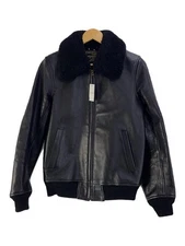 WACKO MARIA Mouton Collar Leather Jacket M Cowhide BLK Solid