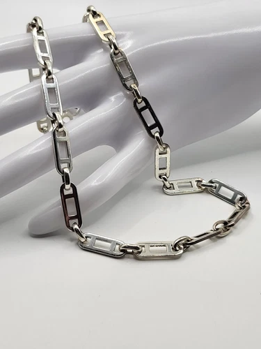 CHRISTIAN DIOR CD Icône Argent Sterling 925 Chaîne Maillon Collier Unisexe Réglable