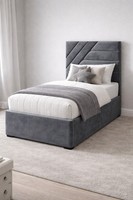 3FT diagonal Line Panel Single Adult / Kids Slat Bed Frame