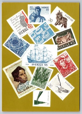 Sweden Postage Stamp Collage Postcard 1968-69 Swedish Post Office Printing