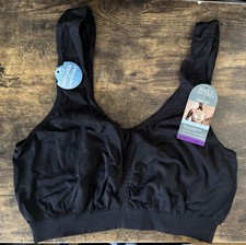 New Bali Comfort Revolution Microfiber Crop Top Bra Black Size 2XL Cool Sri