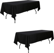 2 Pack 60 x 102 Inch Rectangular Polyester Tablecloth Black Washable Table Cloth