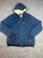 Buffalo Jeans Vintage Collection Sherpa Lined Hoodie Mens L Blue Full Zip Cozy
