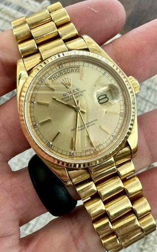 Rolex Day-Date 18038 18k Yellow Gold President Champagne Dial NR!
