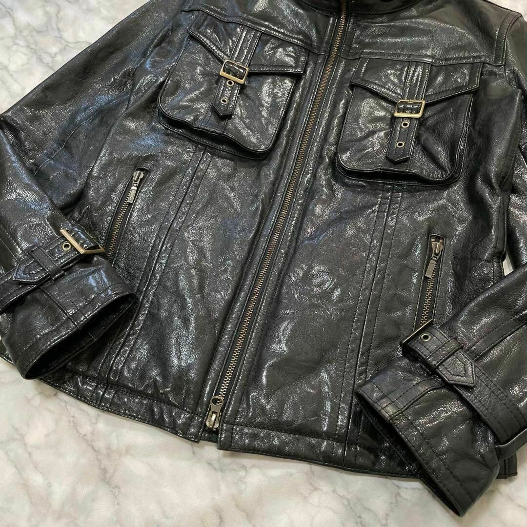 00s archive TORNADO MART leather jacket goatskin black W49cm 00s archive TORNADO MART leather jacket goatskin black W49cm