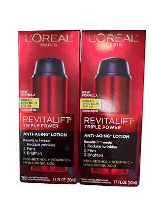LOT OF 2 L'Oreal Revitalift Triple Power Anti-Aging Lotion SPF30 1.7 EXP 2026+
