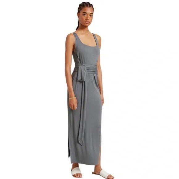 grey tie waist dress Modern Citizen Kelis Tie Waist Maxi Dress Slate Gray Size Small
