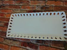 I godenger & Co white ceramic 15" tray serving or decorative teardrop design