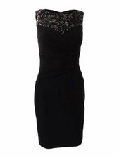 NWT Ralph Lauren $159 Women's Size 4 Sequin Embellished Top Jersey Dress Black