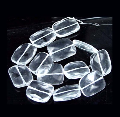 30x24mm Faceted Clear Glass Quartz Slab Faceted Nugget Beads 16''