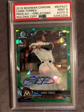 2018 Bowman Chrome 1st Chris Torres Green Atomic Refractor Auto PSA/DNA 9💎RARE