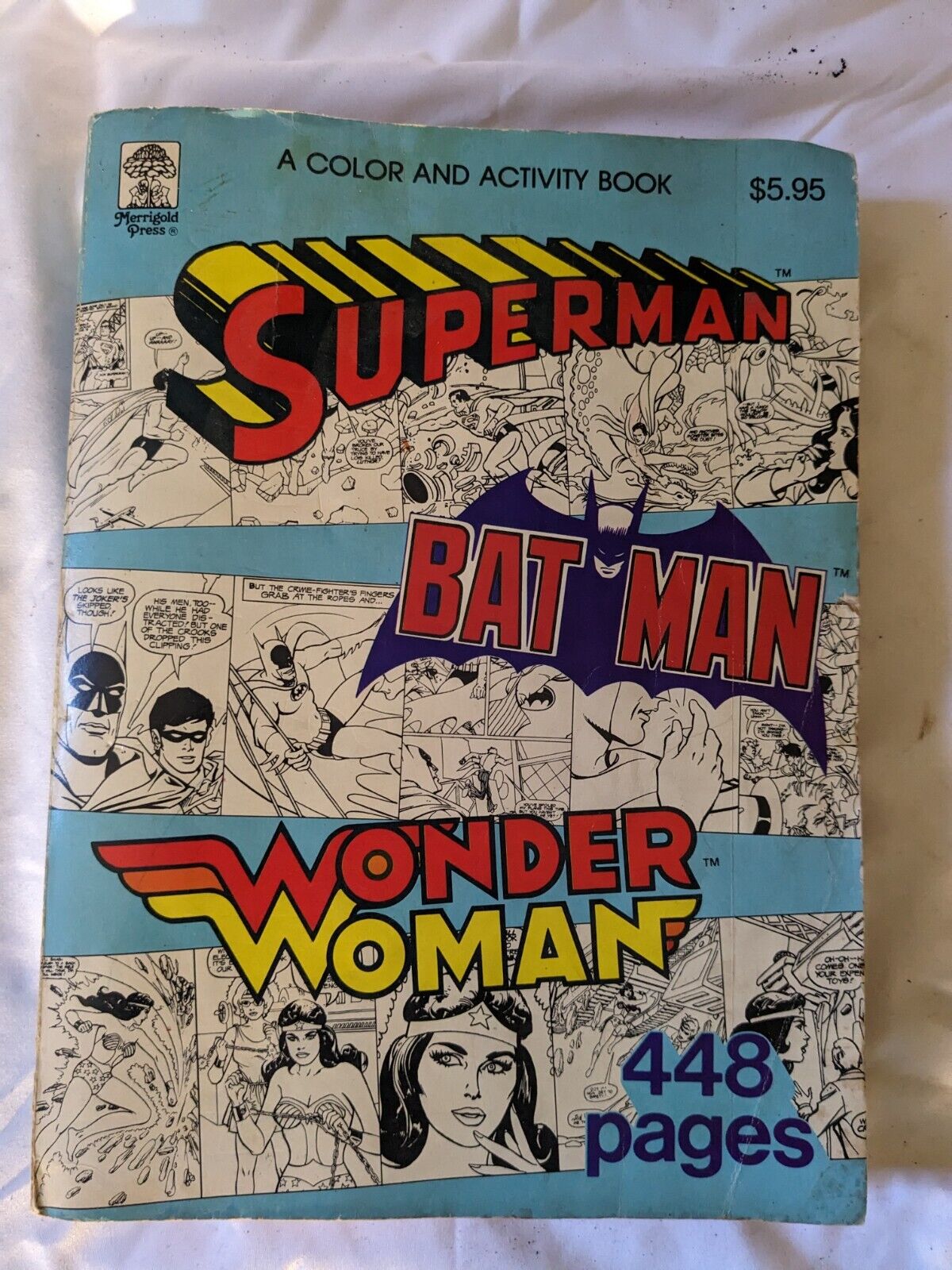 Rare 1982 Superman Bat Man Wonder Woman Color & Activity Book 448 Pages
