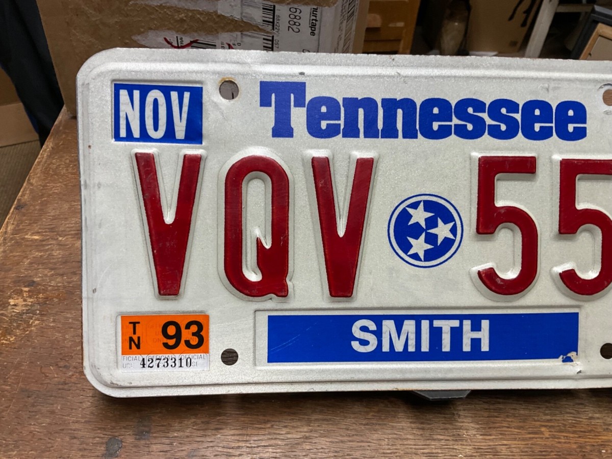 License Plate Vintage Tennessee Smith VQV 555 1994 