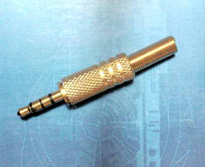 4-poliger Klinkenstecker Stereo 3,5mm Metall-Gold  Donstar zum löten