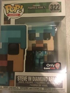 FUNKO POP GAMES MINECRAFT STEVE IN DIAMOND ARMOR 322 GAMESTOP EXCLUSIVE 889698264167 | eBay