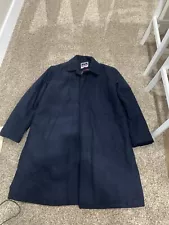 Alpine Swiss Wool Blend Button Front Dress Coat Men’s Size Large. Navy,  Lined