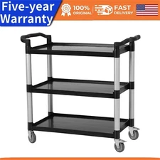 💯Service Cart Heavy Duty 3-Shelf Rolling Utility/Push Cart for Office Restauran