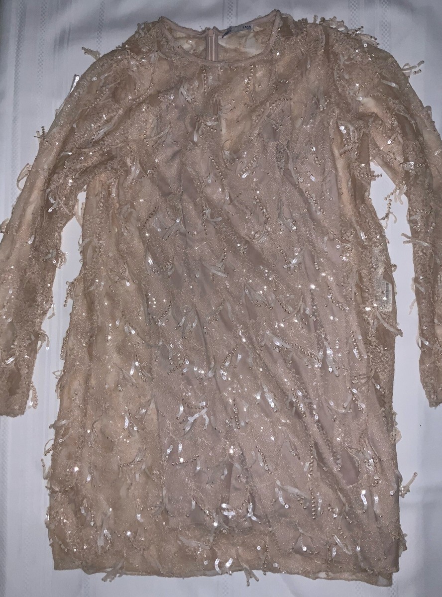beaded sequin dress zara ZARA Sequin & beaded halter dress – Can I Borrow it Babe main image 1