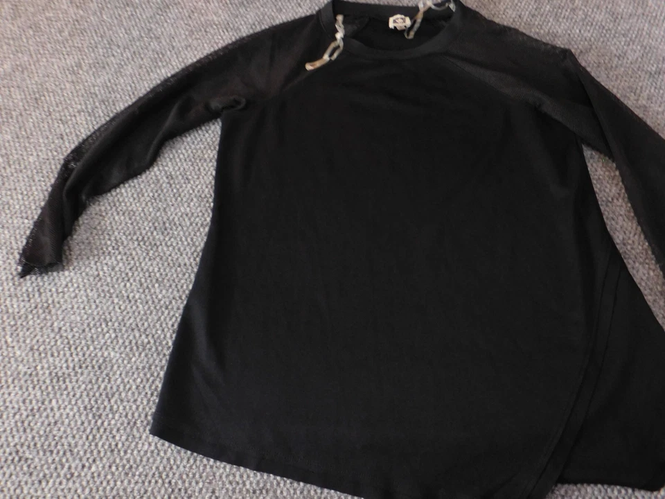 Blusa Anne Klein Mujer Mediana Negra Pullover Transparente Manga Mash Top Clásico Foto 3 de 4