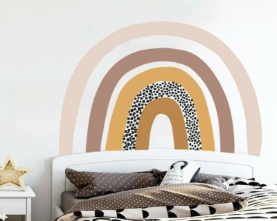 Boho Rainbow Wall Decals, Boho Rainbow Wall Sticker, Pastel Rainbow Wall Mural