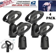 4 Pcs Universal 180° Microphone Clips Clamp Holder For Wired/ Wireless Mic Stand