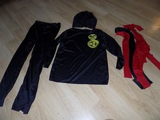 Boys Size Medium 8-10 Rubie's Black Ninja Halloween Costume Yellow Cobra New