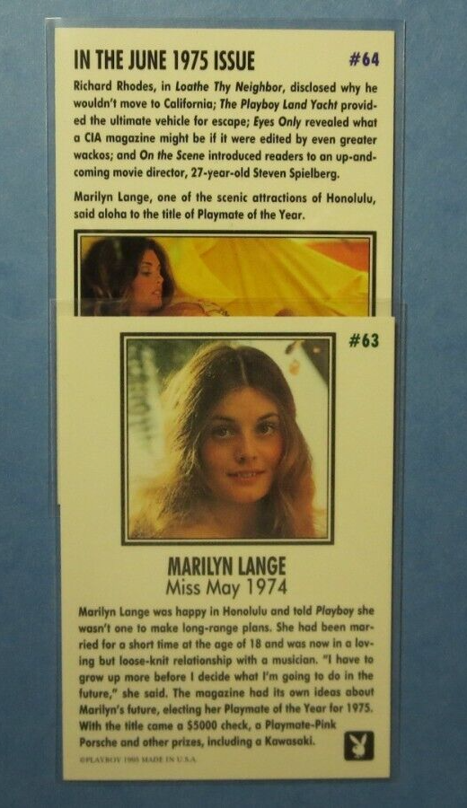 1995, 1996 Playboy Marilyn Lange Miss May 1974 Card #63,64 | eBay