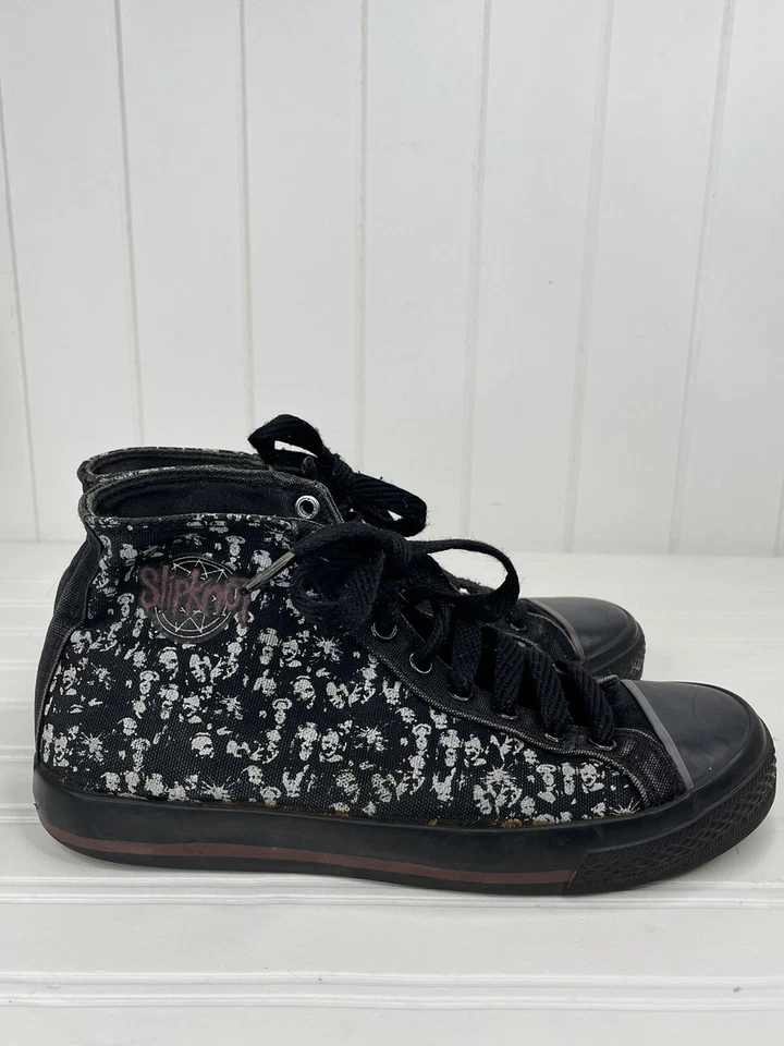 Sapato Slipknot x Draven Masks preto lona cano alto casual skatista masculino tamanho 7 usado - Imagem 4 de 4